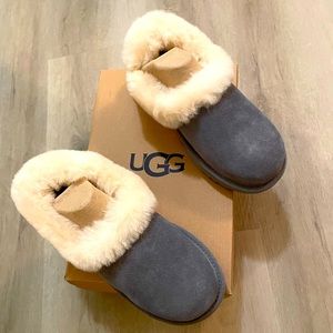 UGG Gray and Cream Slippers NIB